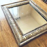 Old mercury mirror, in carved wood with silver leaf
