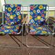 Lot de 4 chaise de camping pliante vintage bleu fleur