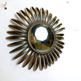 Miroir vintage en laiton à effet soleil, années 1970