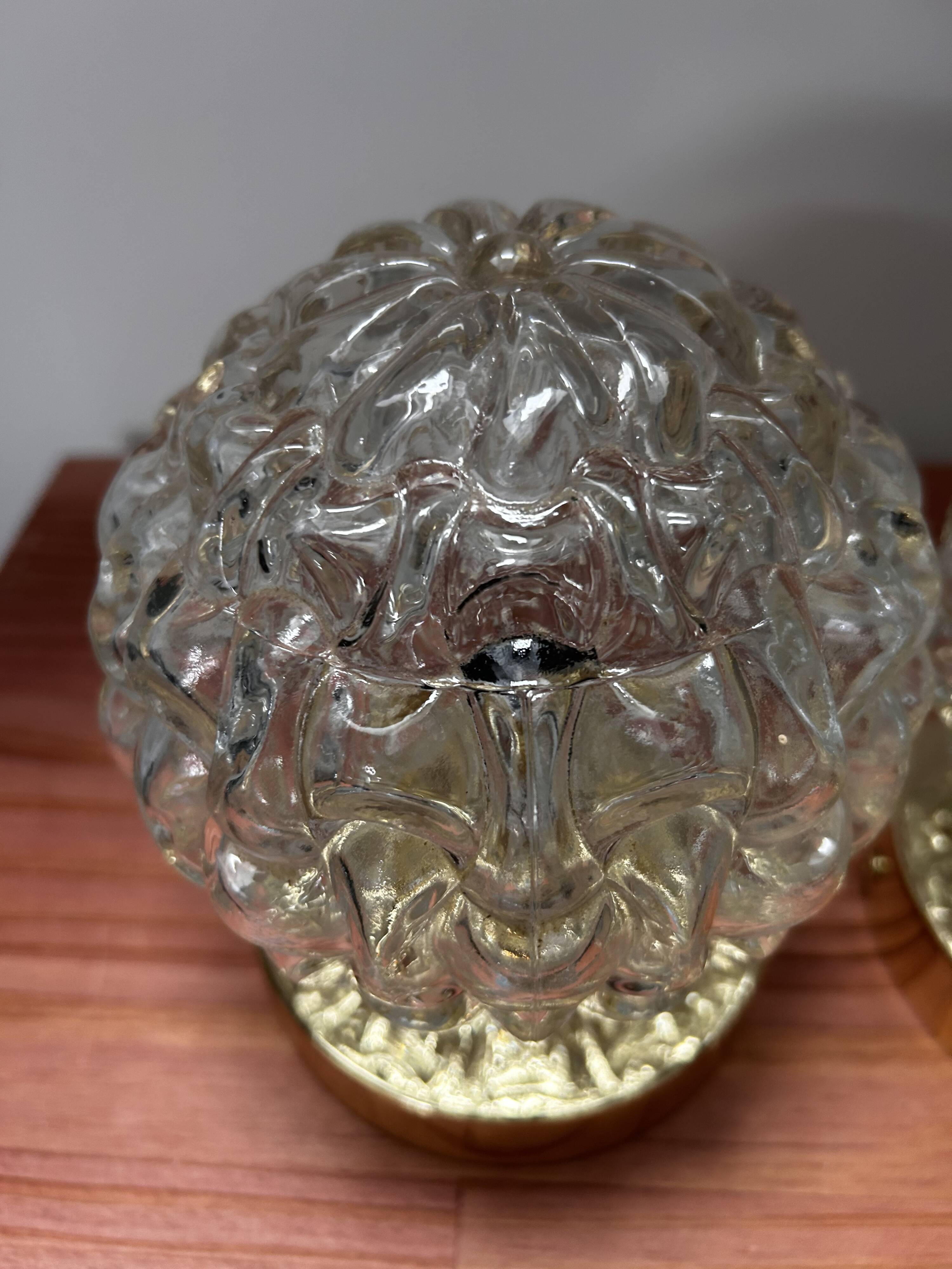 Pair of Scandinavian glass globe wall lights