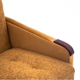 Midcentury modern yellow fabric bouclé sofa, Denmark, 1960s. After restoration.