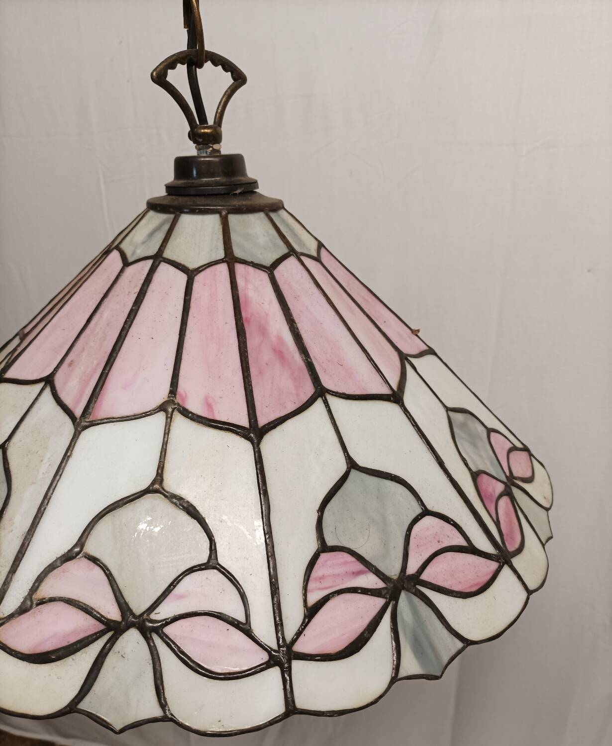 Antique vintage stained glass chandelier