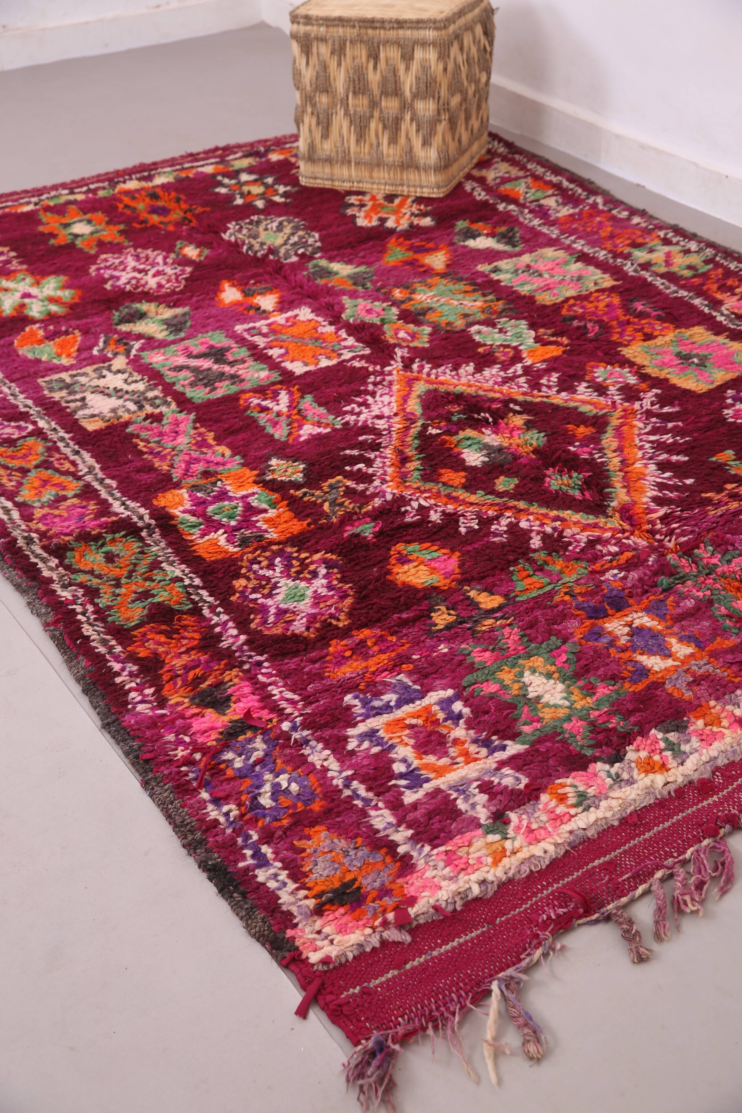 Tapis marocain bourgogne 177 x 261 cm - Tapis berbère vintage - Tapis en laine fait main