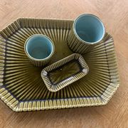 Service slurry art deco composed of a Tray, two pots and a small old and collector's dish
