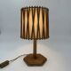 Rattan Table Lamp with Crosshatch Shade, Attributed to Louis Sognot,