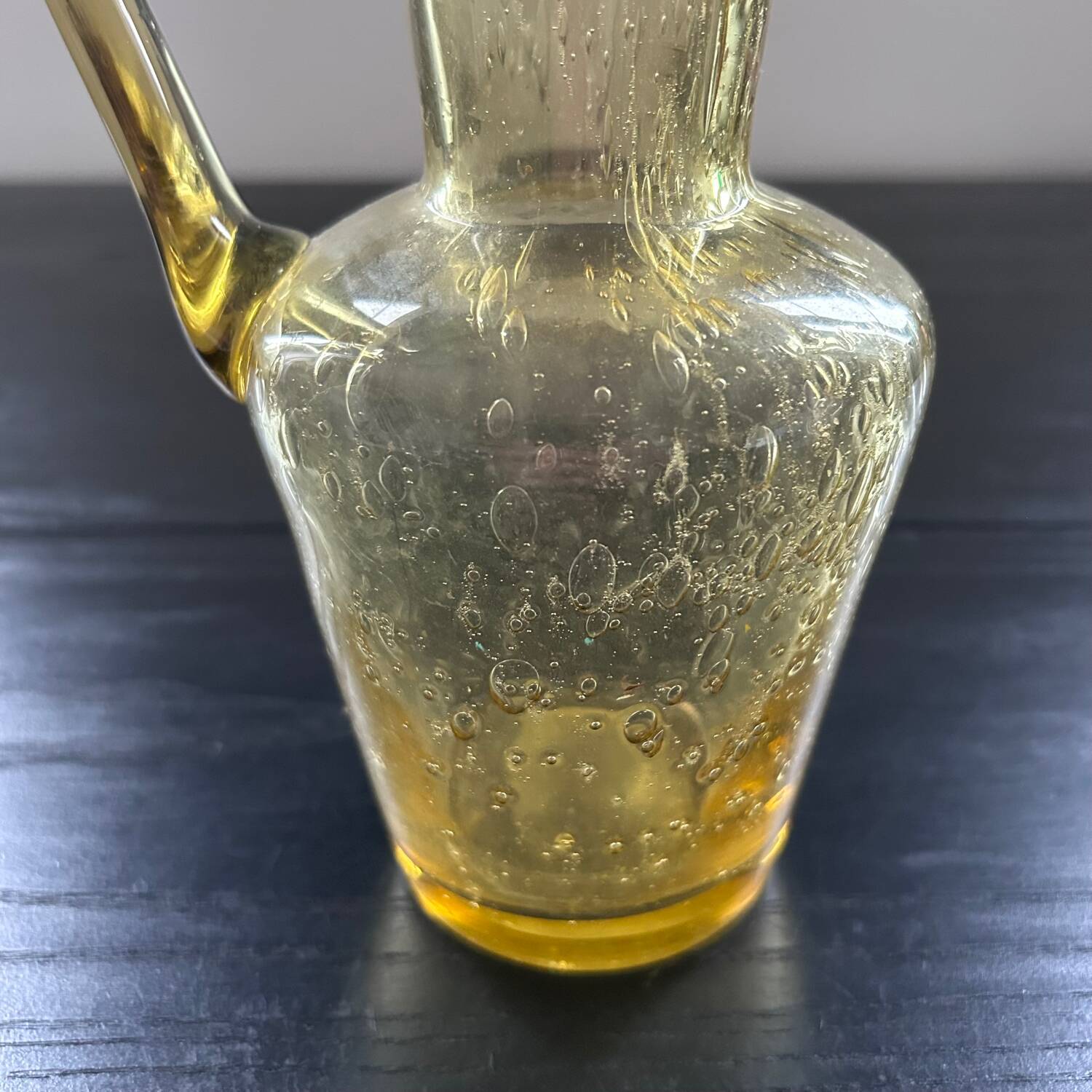 Bubbled glass style amber carafe