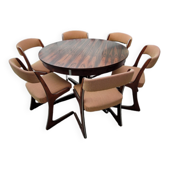 Set Table and 6 chairs baumann model Kangaroo vintage design