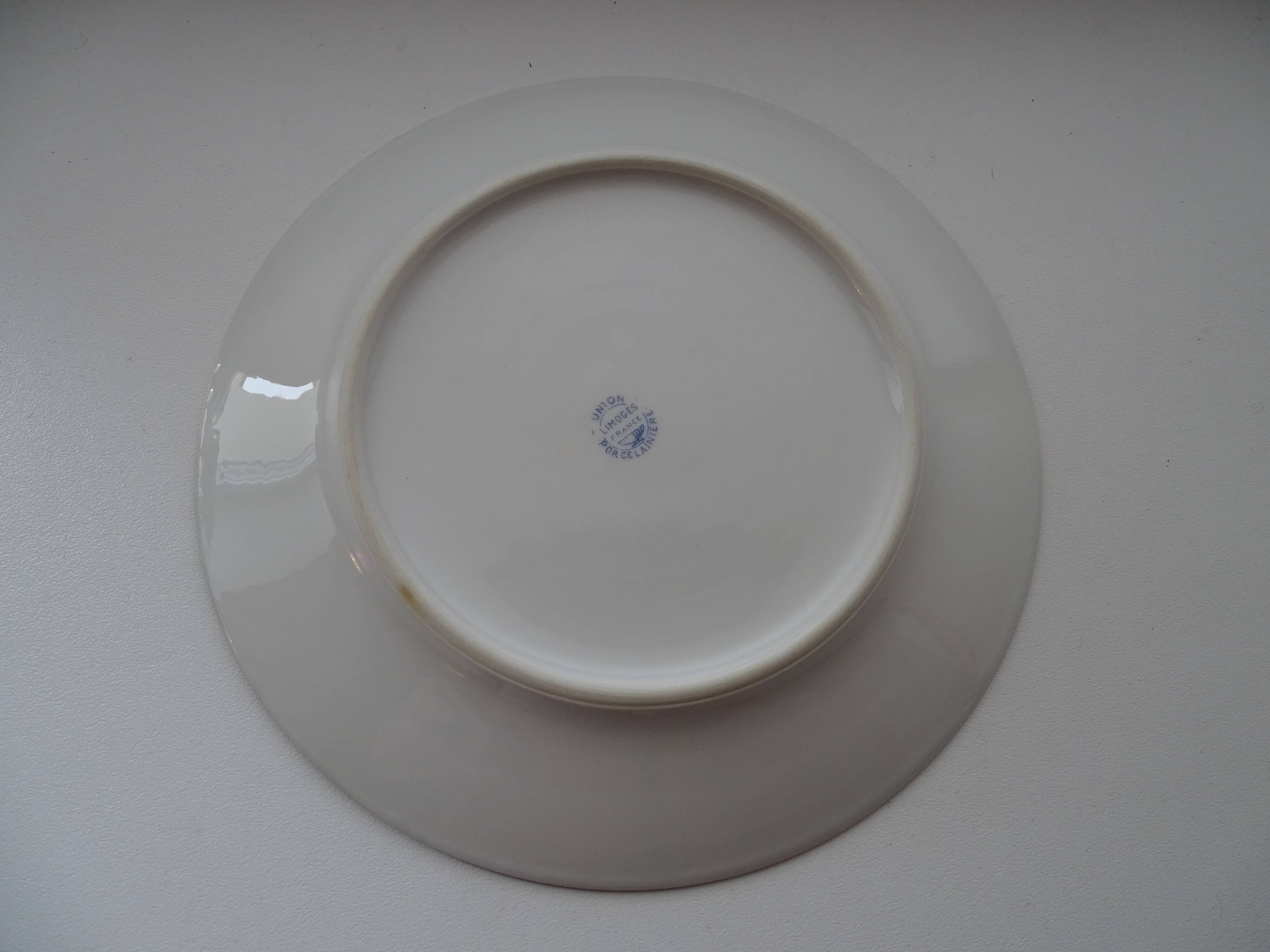 Dessert service porcelain Limoges Union Art Deco 9 people
