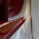 Art deco red enamelled ceramic bird table lamp