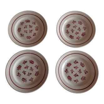 Series of four Pexonne earthenware dessert plates model Algiers