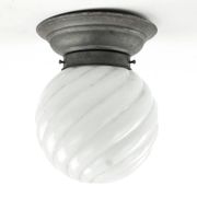 Lampe de plafond Art Déco, verre blanc, Pologne, années 1930