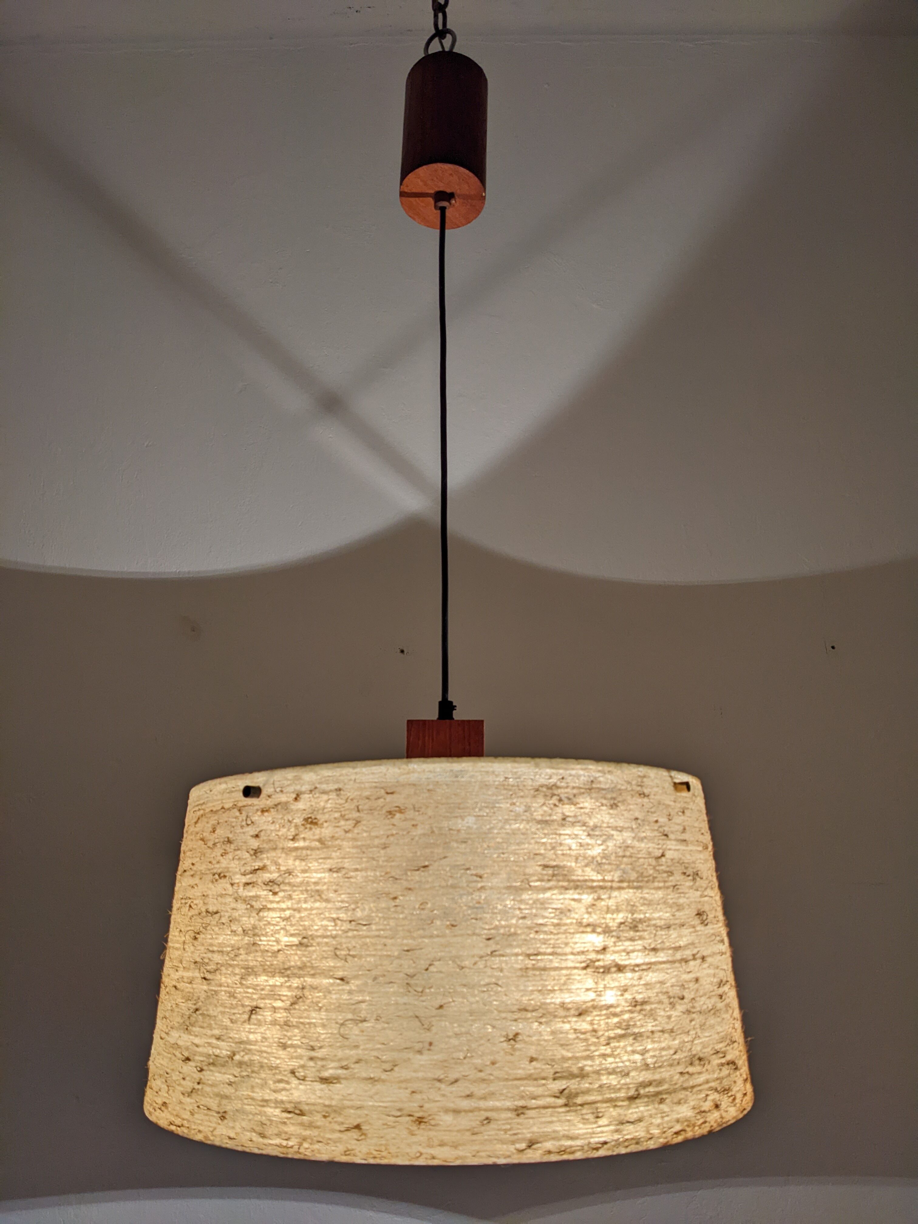 Danish teak and fiberglass pendant lamp from the 50s/60s