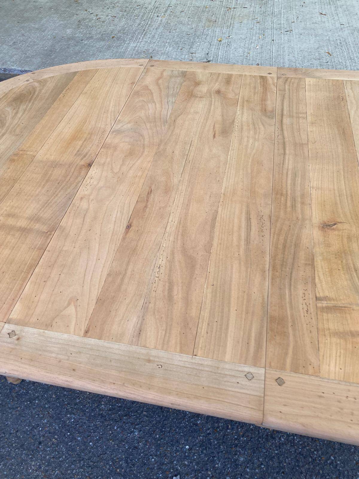 Round dining table Louis Philippe stripped in raw solid cherry wood Italy