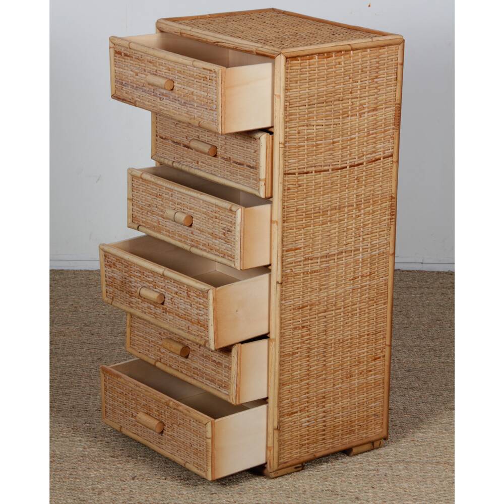 Vintage 1960s rattan and bamboo storage