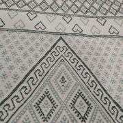 Tapis traditionnel blanc et vert fait main en pure laine