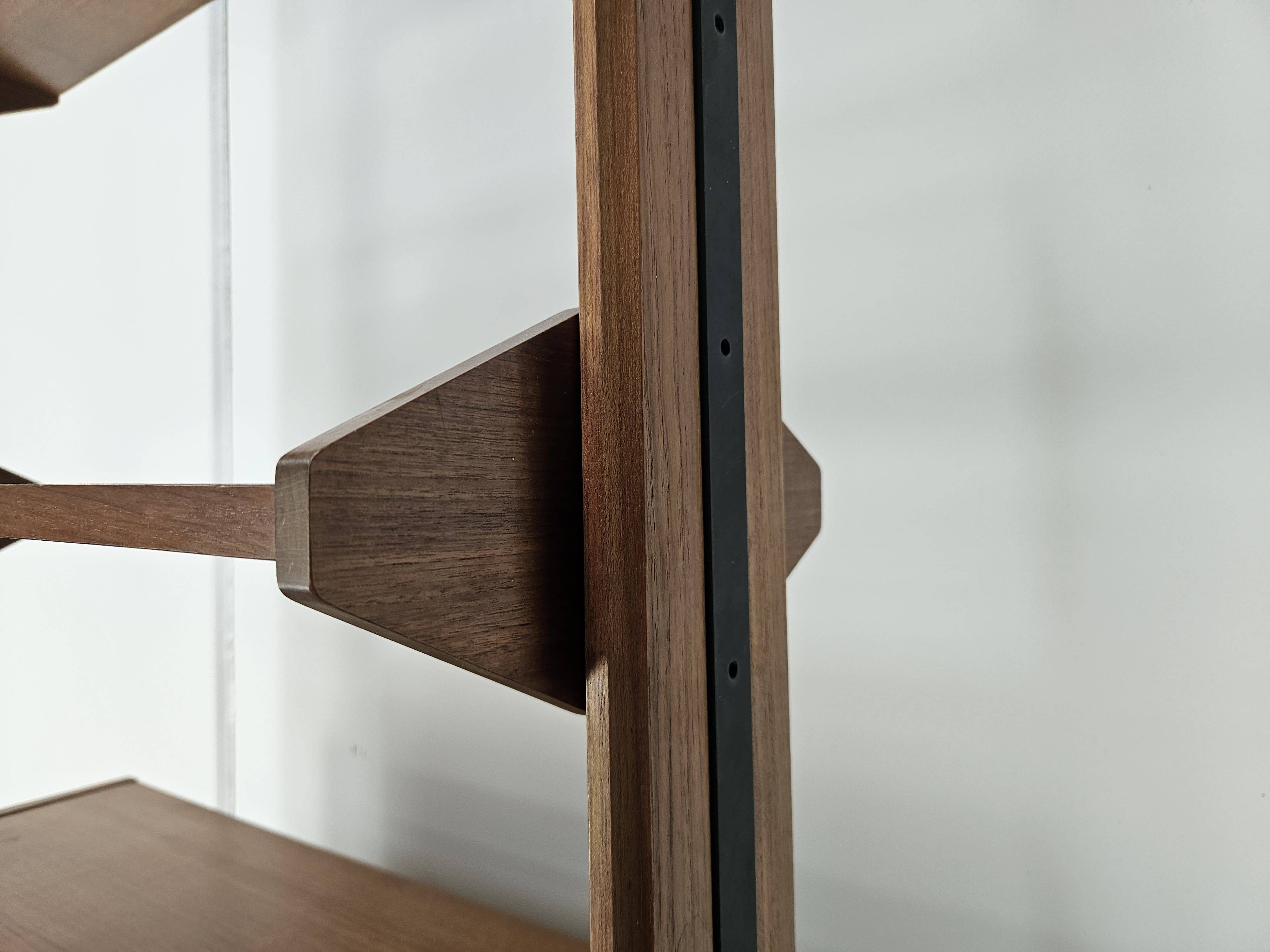 1960s teak floor/sky bookcase with shelves and compartment