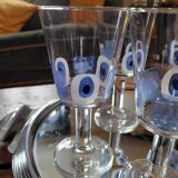 Set of 5 Italian stemmed glasses, Cerve design - lucky eye motif