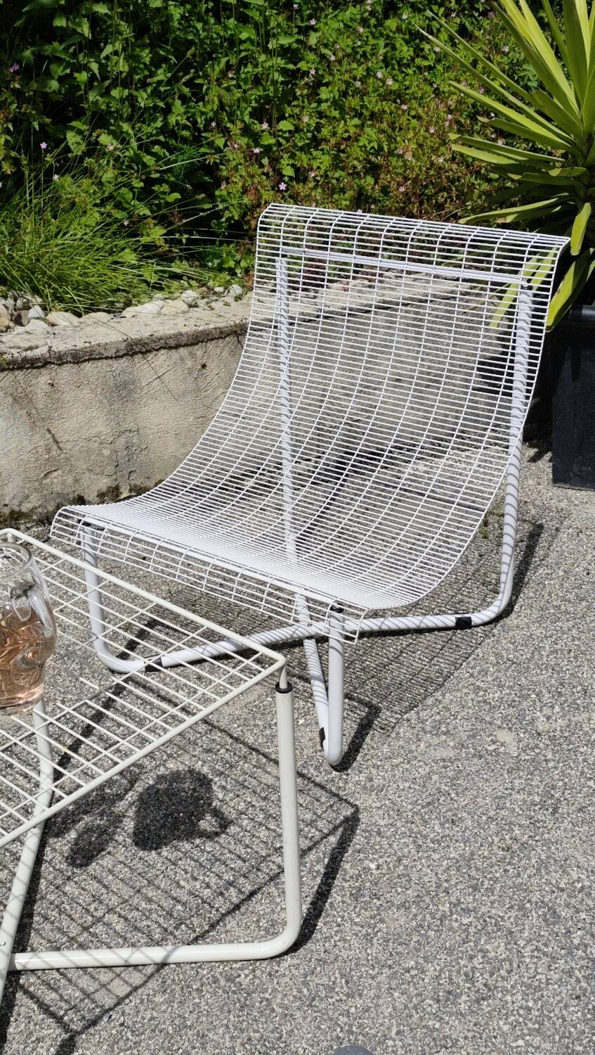 Garden furniture set with 2 vintage Habitat armchairs and 1 vintage Ikea table