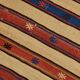 Tapis couloir vintage en kilim beige sable et bleu, 70x258 cm