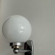 Vintage wall lamp, chromed metal and opaline, France 1970