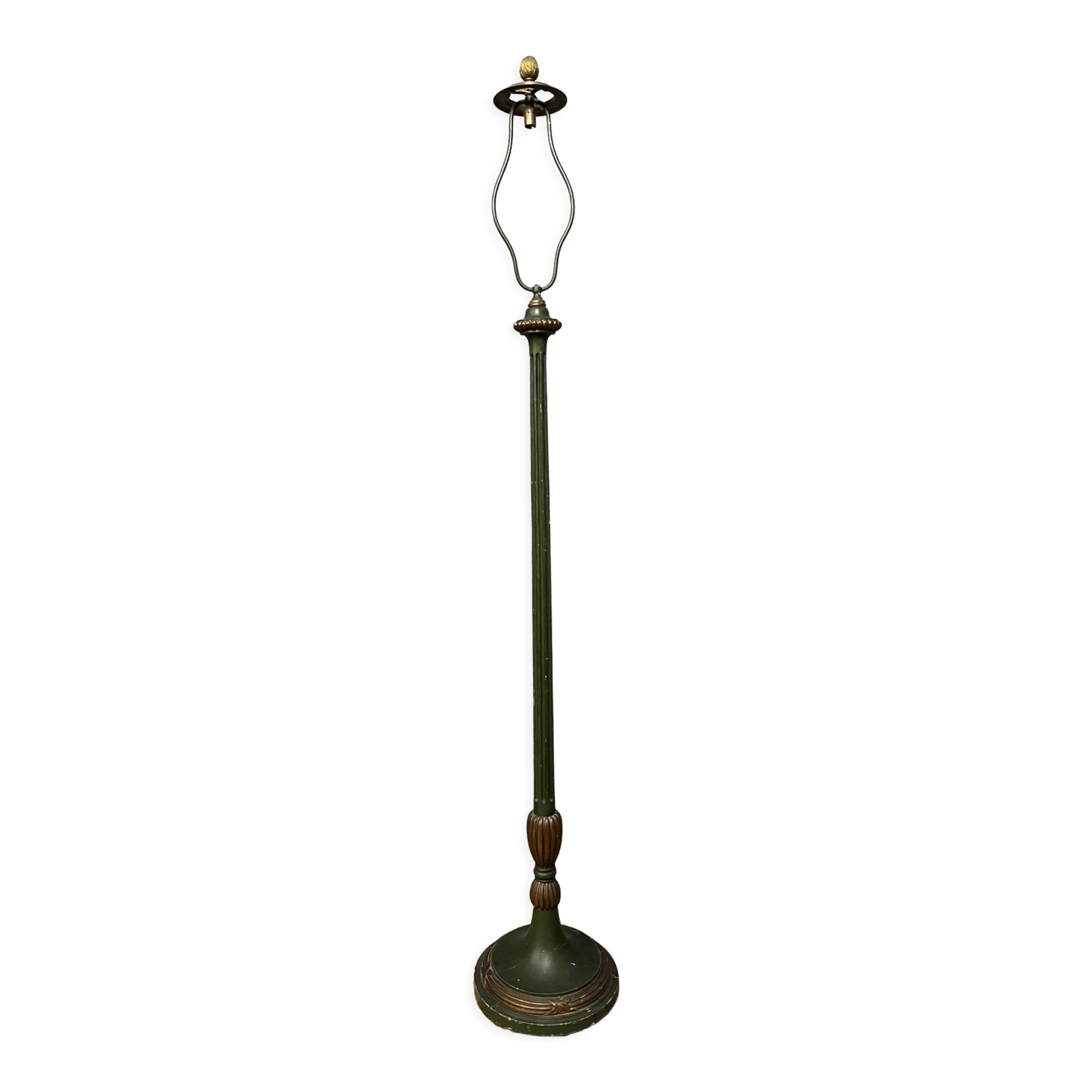 Lampadaire en bois laqué vert et doré style Empire vers 1900