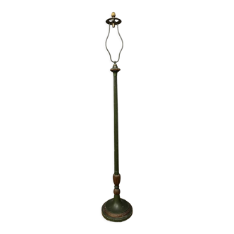 Green and gold lacquered wood floor lamp Empire style circa 1900