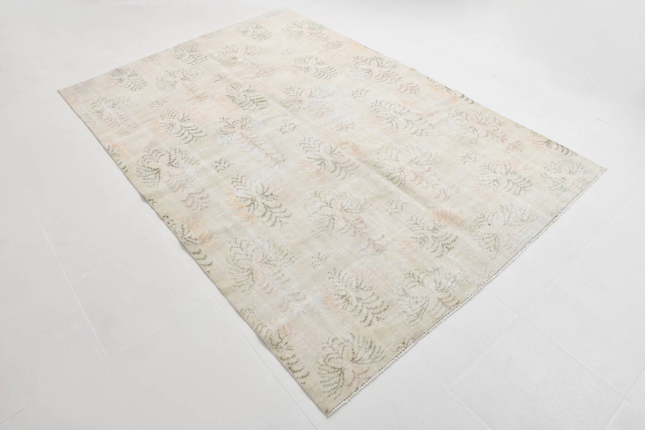 6x8 Cream Brown Floral Vintage Area Rug, 181x261Cm SK 21812
