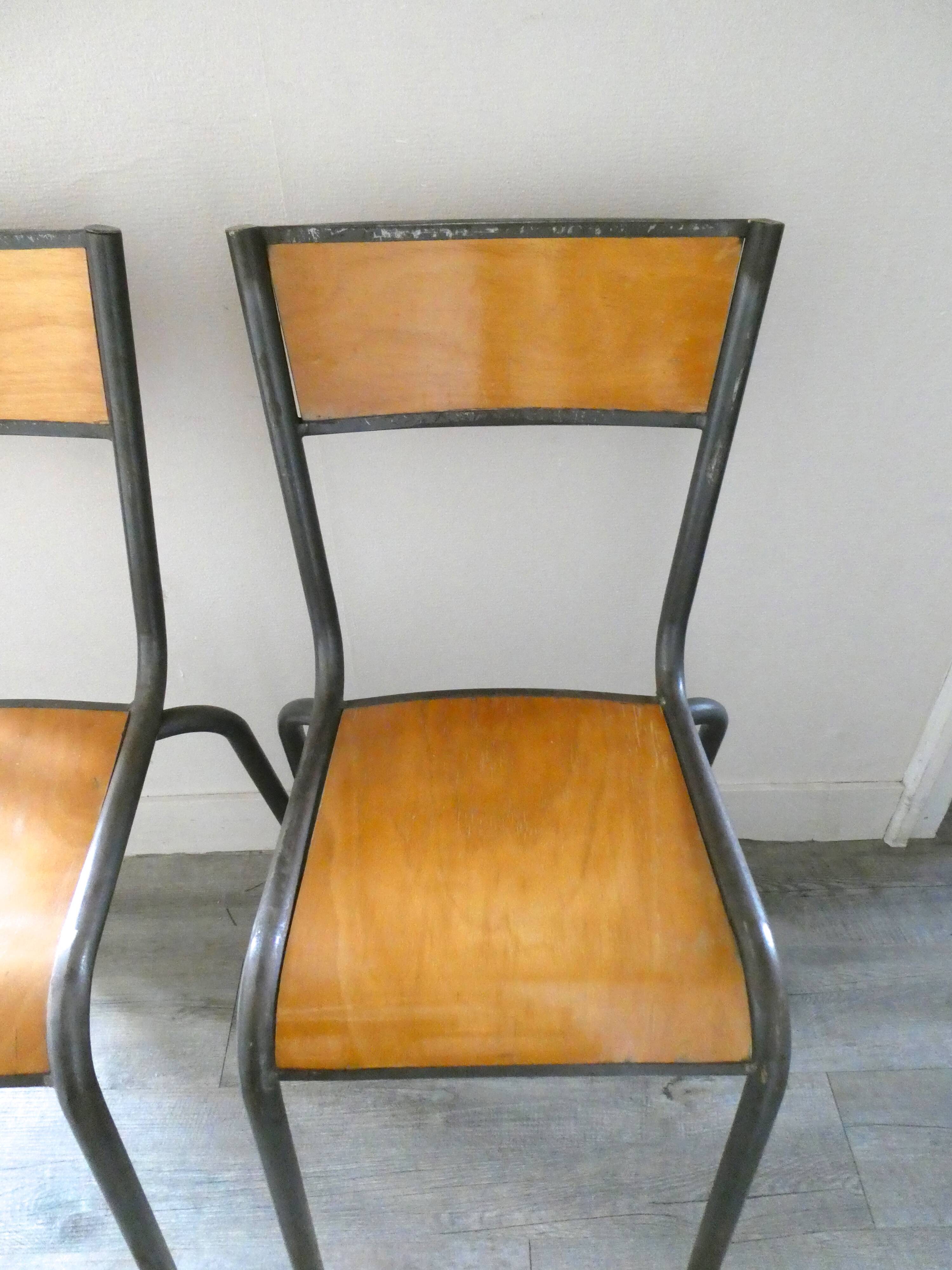 Pair of Mullca metal and wood chairs