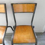 Pair of Mullca metal and wood chairs