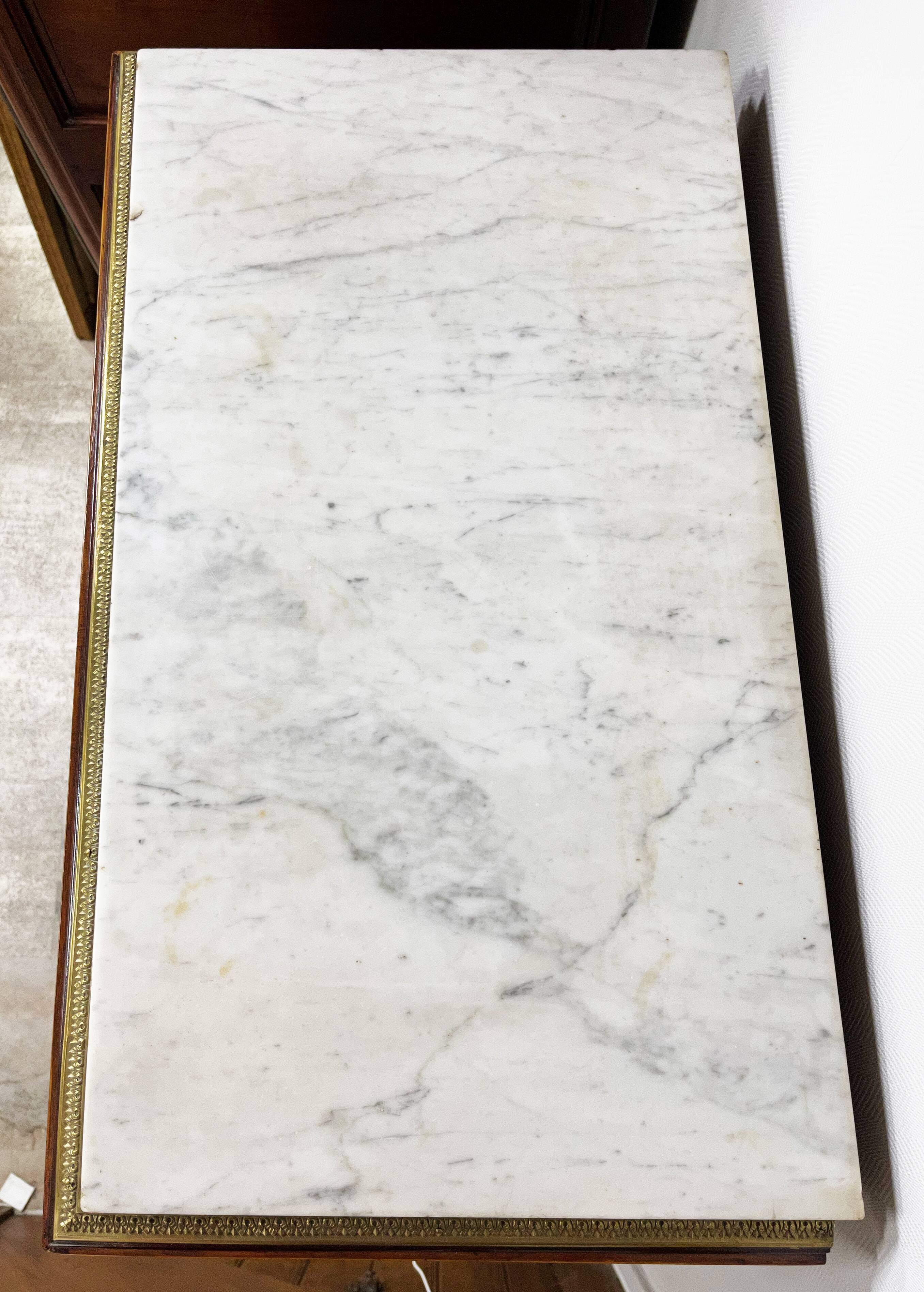 Writing desk in Napoleon III Marquetry white marble top