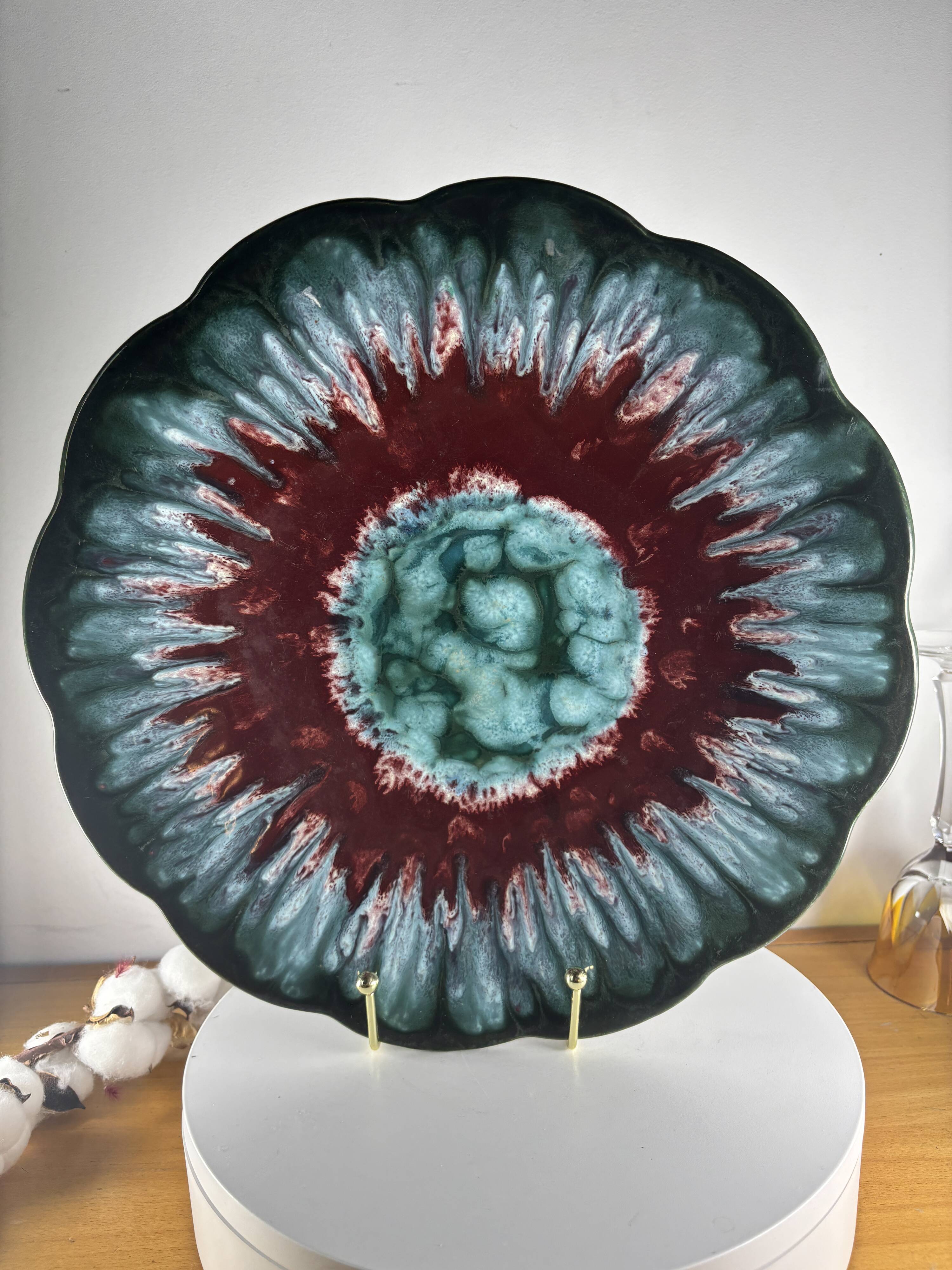 Longwy Tourmaline Platter, France, vintage 1960s, XL