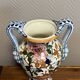 Gien: Important earthenware vase with peony decoration