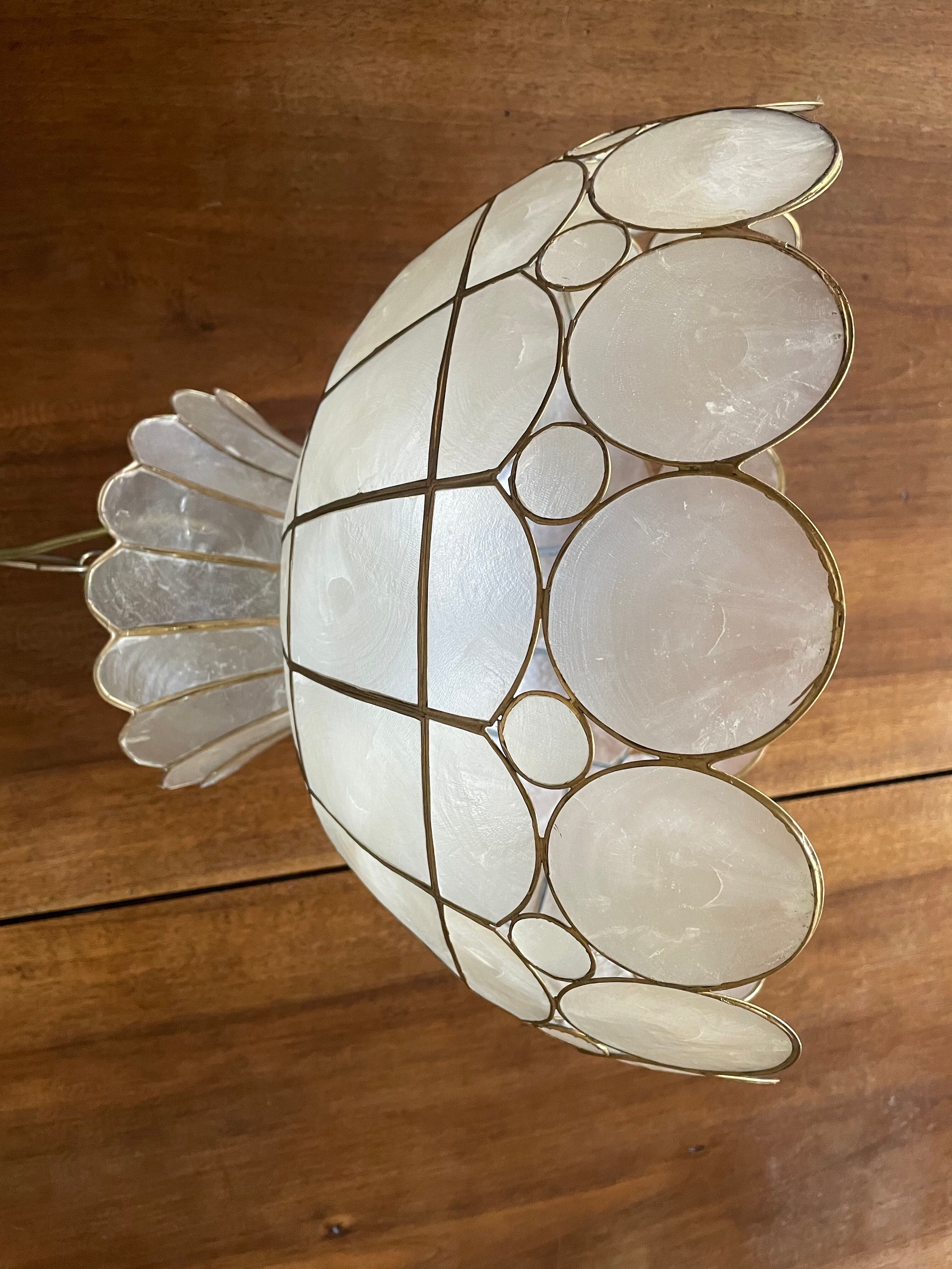 Mother-of-pearl and brass hanging lamp