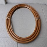 Oval rattan mirror
