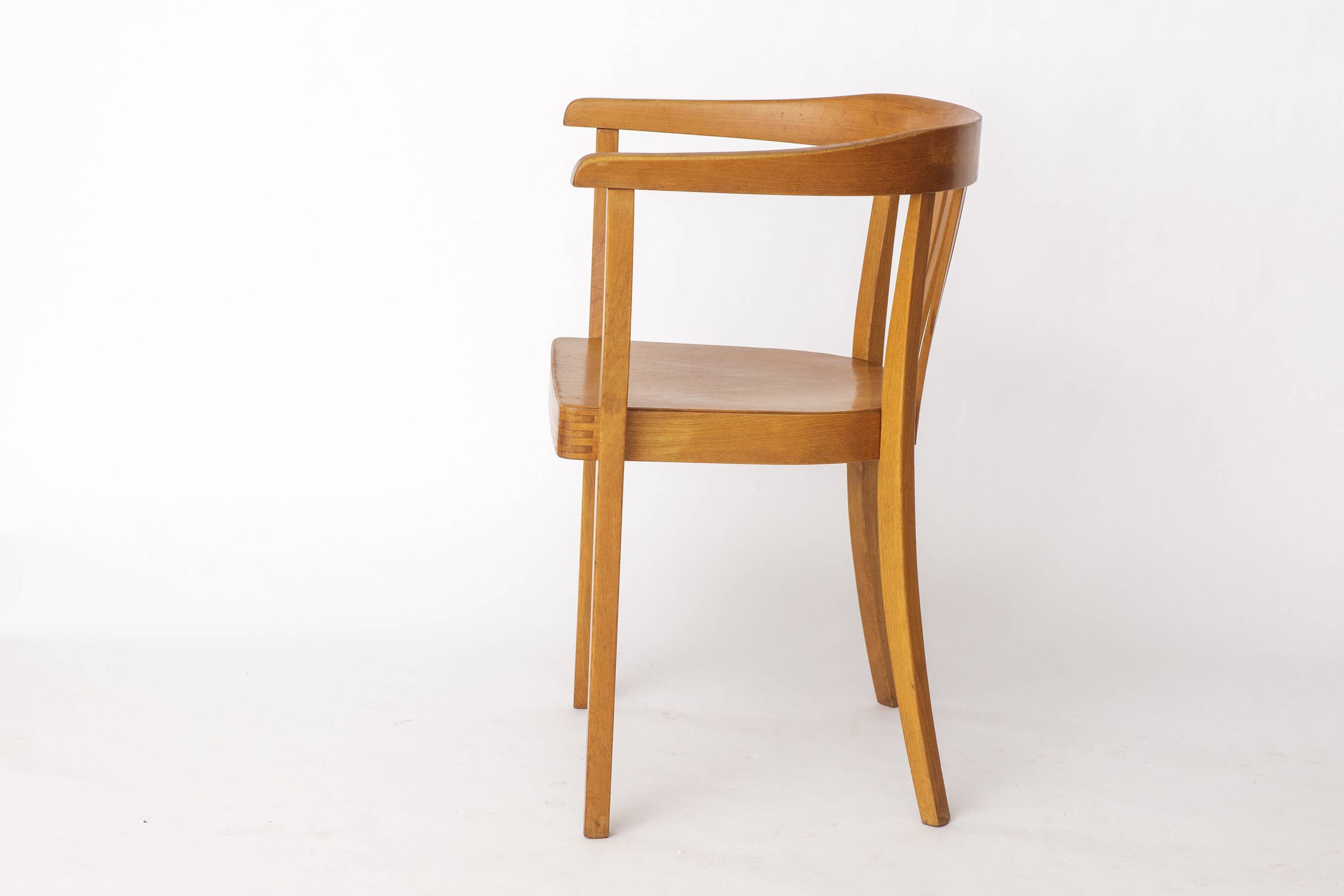 Vintage Beech Armchair – 1950s/60s German Chair – Restored Mid-Century