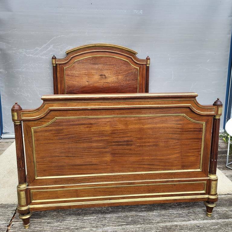 Napoleon bed in mahogany and gilded brass, Empire style