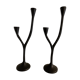 Pair of black candlesticks art deco in steel Habitat 1970