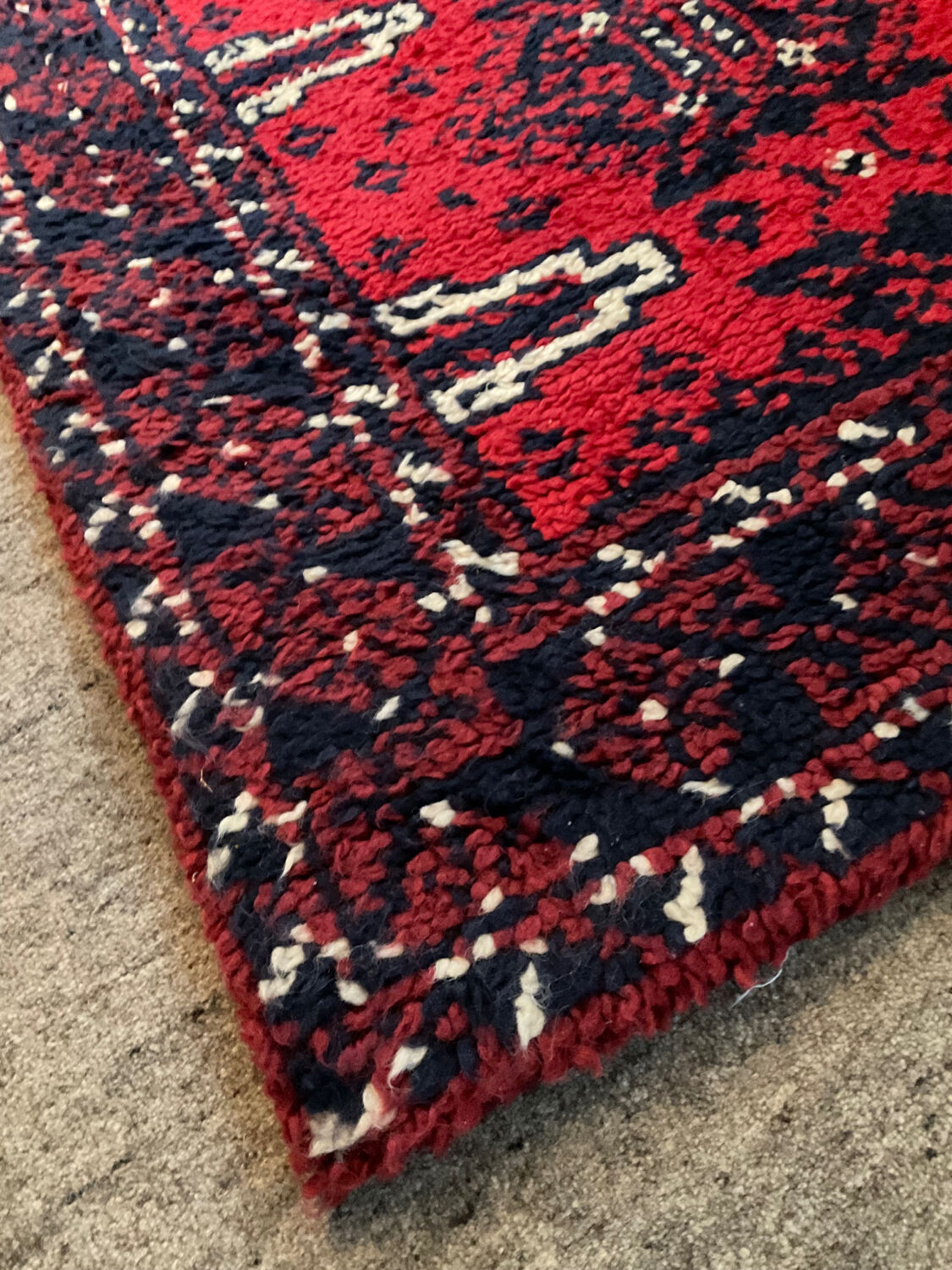 Vintage wool carpet woven 185x90 from the 60s-70s