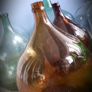 Demijohn 10L round dark brown blown glass