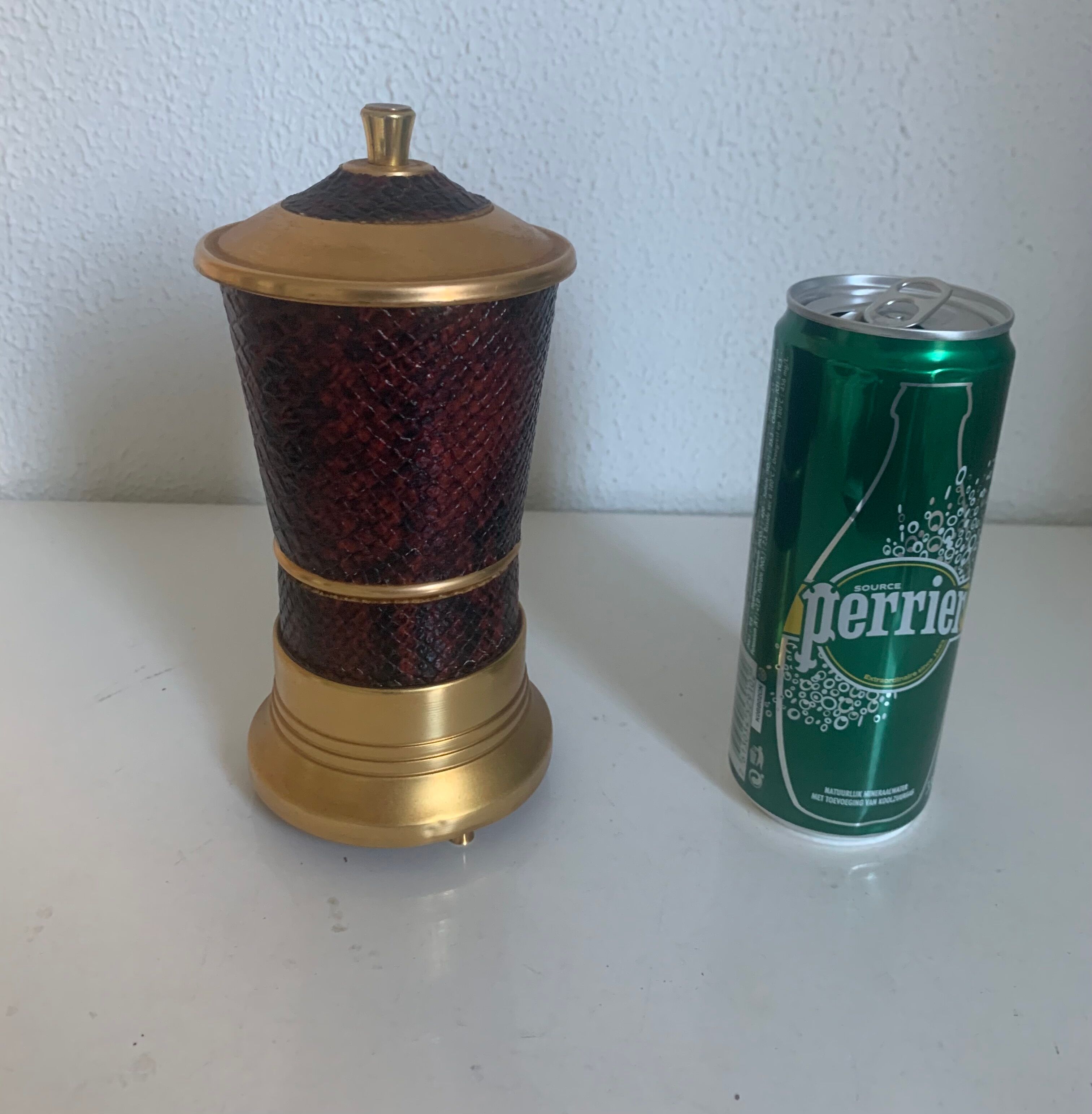 Vintage cigarette holder 1960 golden purple snake box - 19 x 9 cm