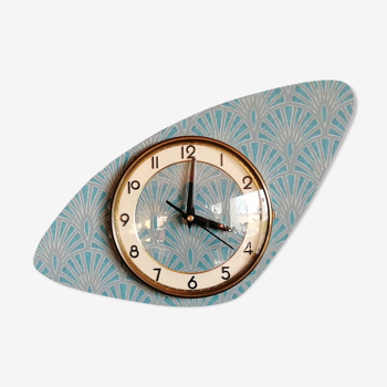 Horloge vintage pendule murale "Vedette Bleu Doré"