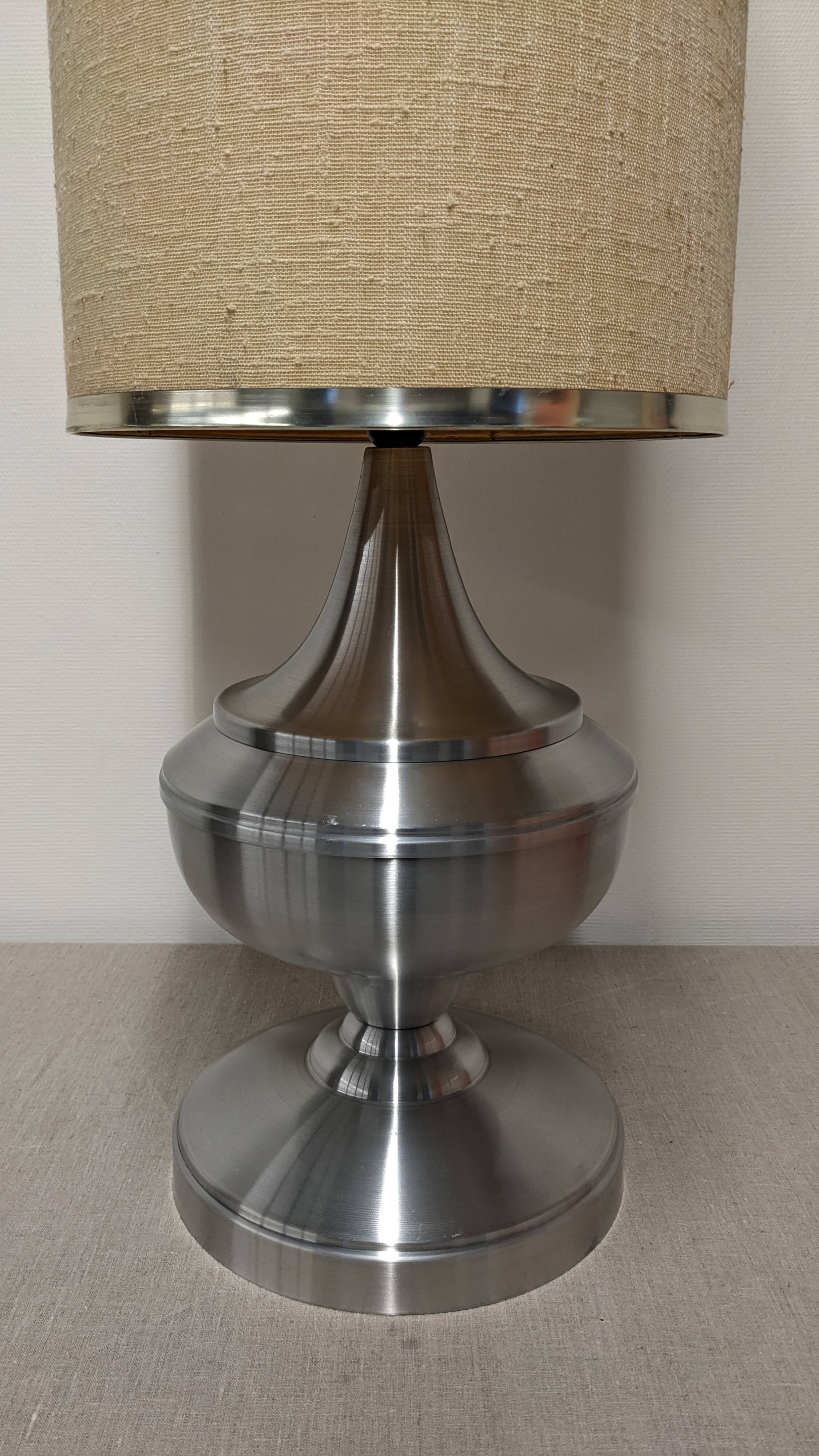 Space age XL living room lamp in brushed aluminium, France circa 1970.