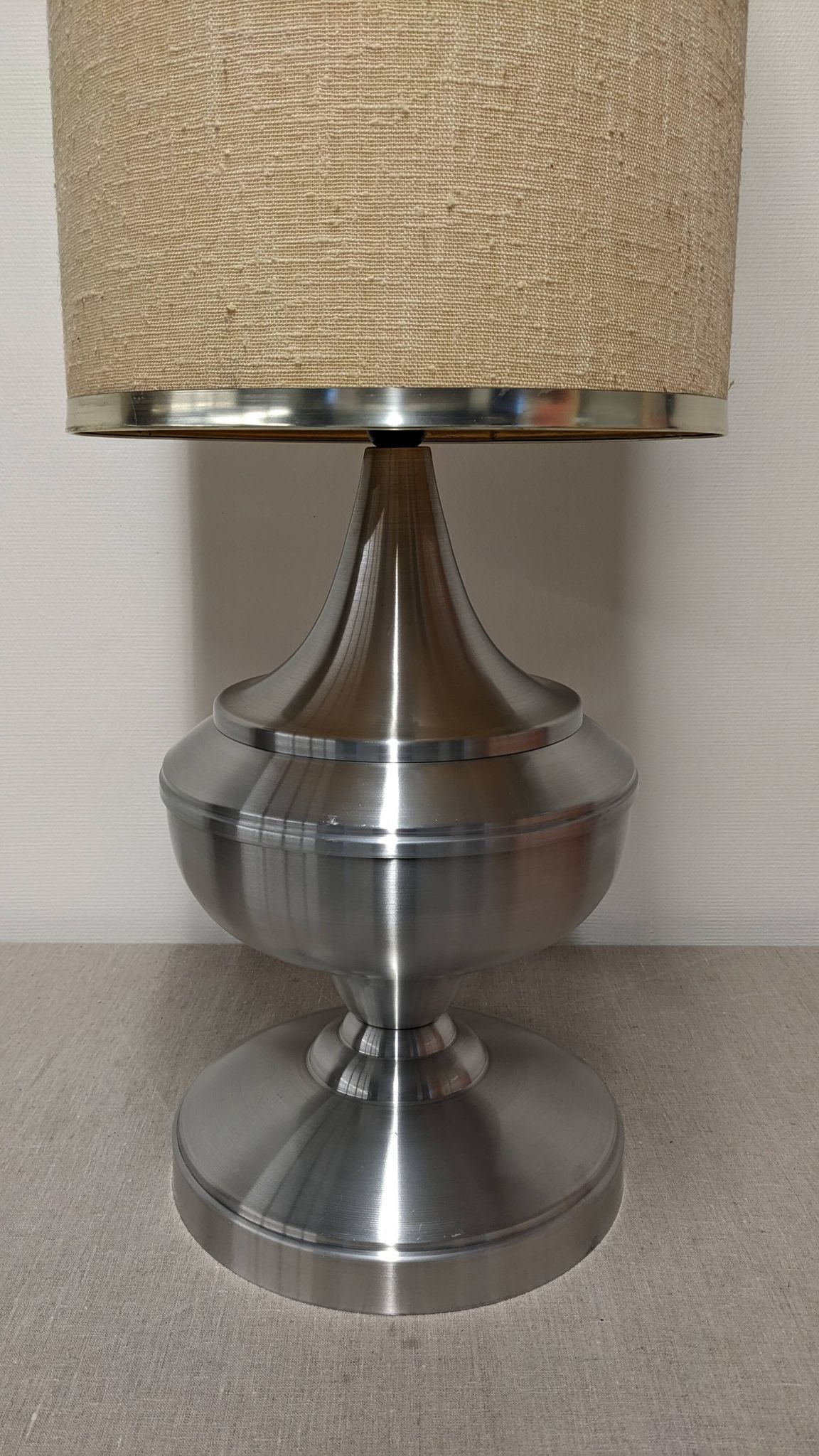 Space age XL living room lamp in brushed aluminium, France circa 1970.