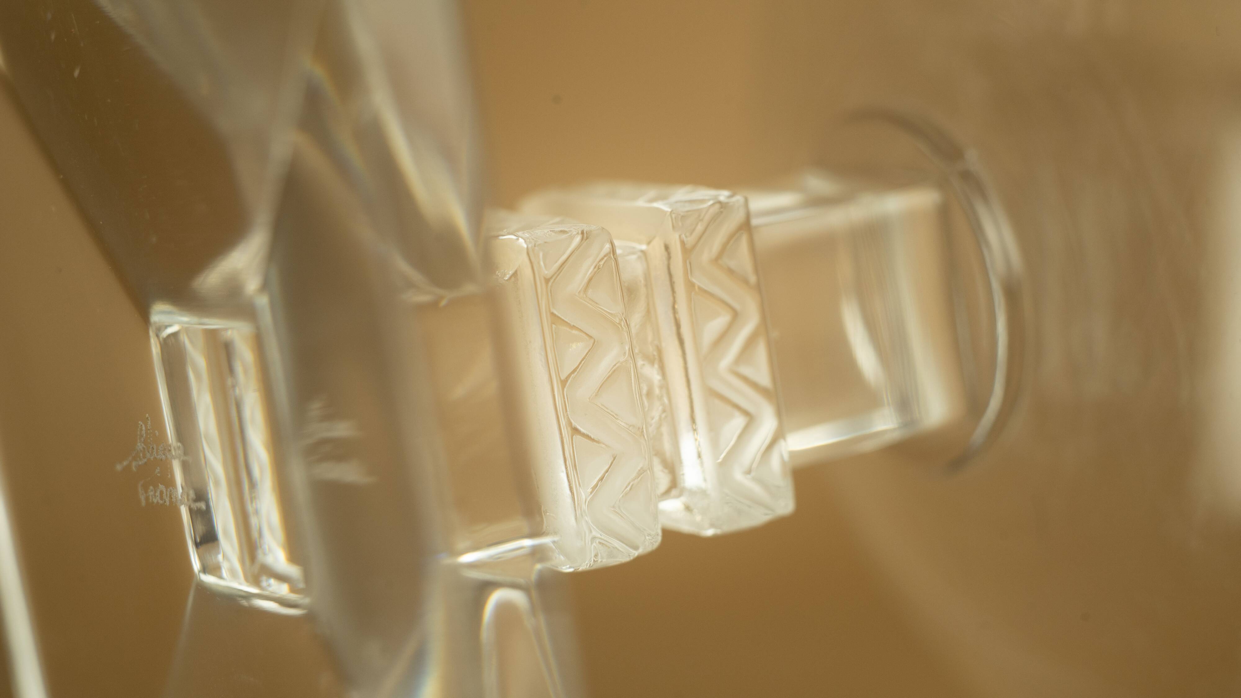 Lot 4 glasses with crystal foot Lalique Argos art deco 1930