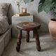 low tripod stool wood, bobbin leg, vintage