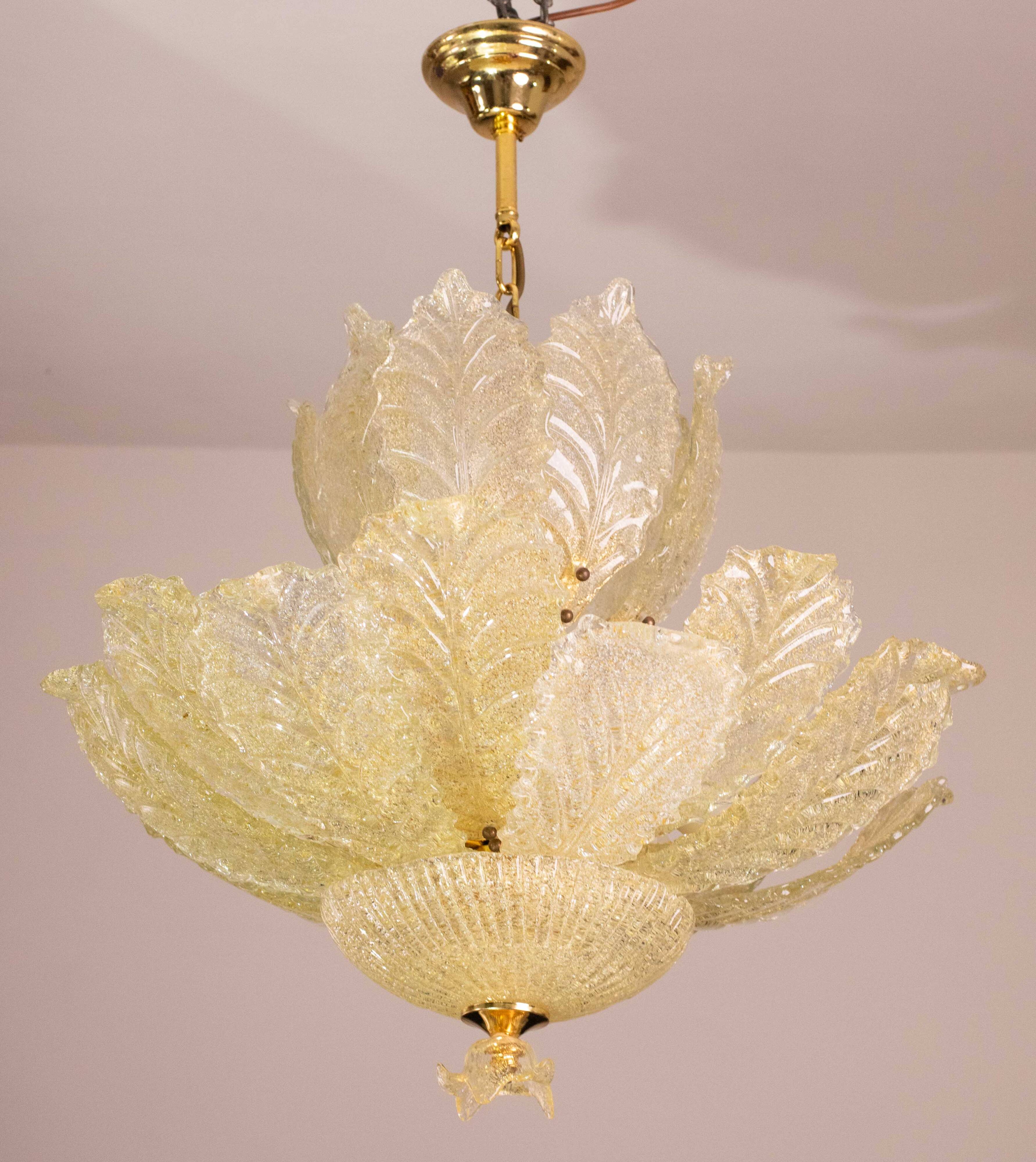 Extraordinary large size gold vintage Murano glass chandelier, 1970