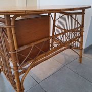 Rattan and bamboo desk with chair - Audoux Minet style from the 1970s.