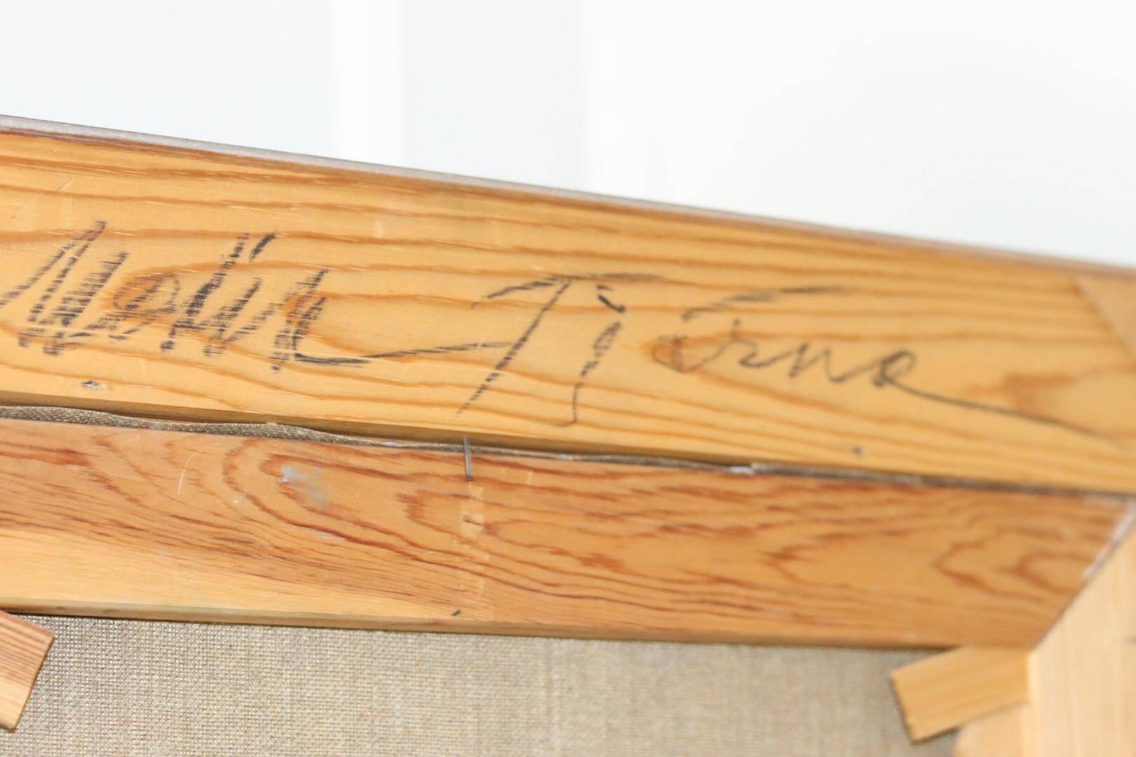 Mid-century oil painting on canvas "Landscape" - Vintage and printed