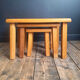 3 nesting tables in vintage elm, brutalist design.