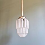 Art Deco Skyscraper suspension in frosted glass, 1930s